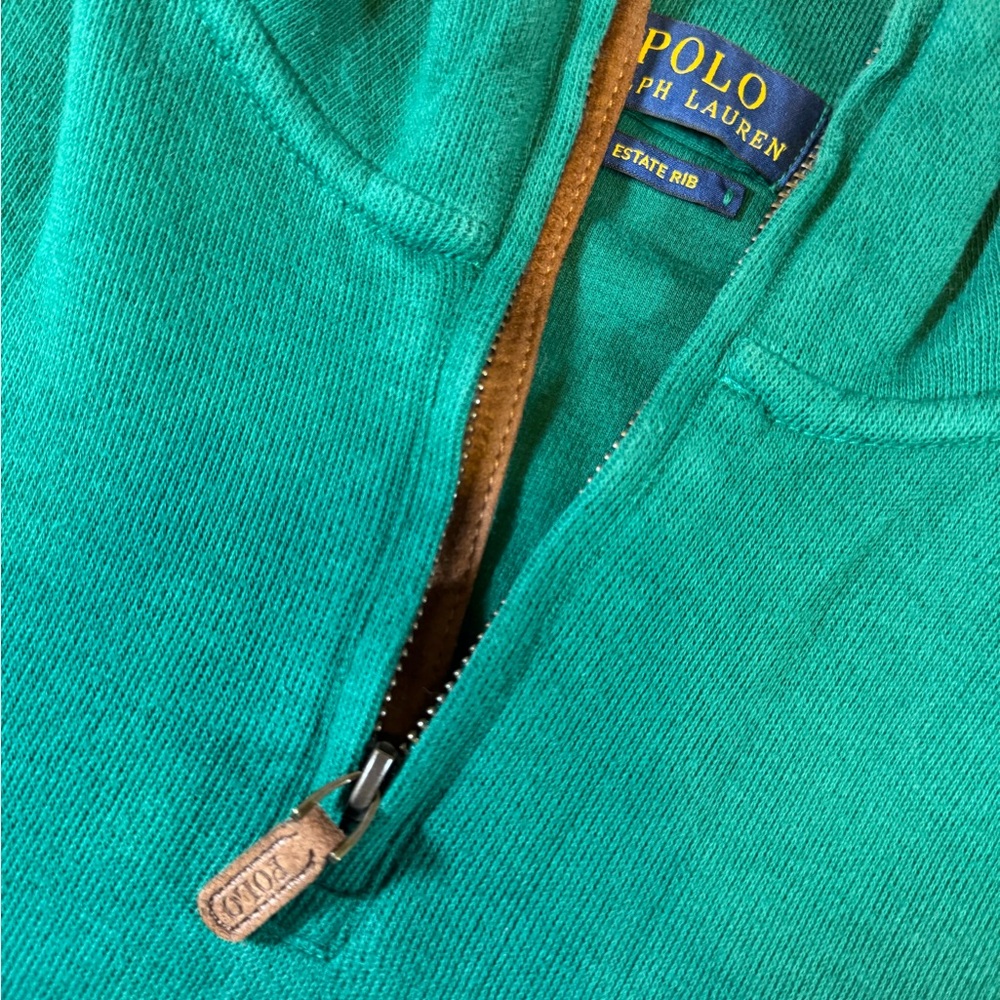 Men’s Polo by Ralph Lauren Green Quarter-Zip Sweater - Picture 4 of 10